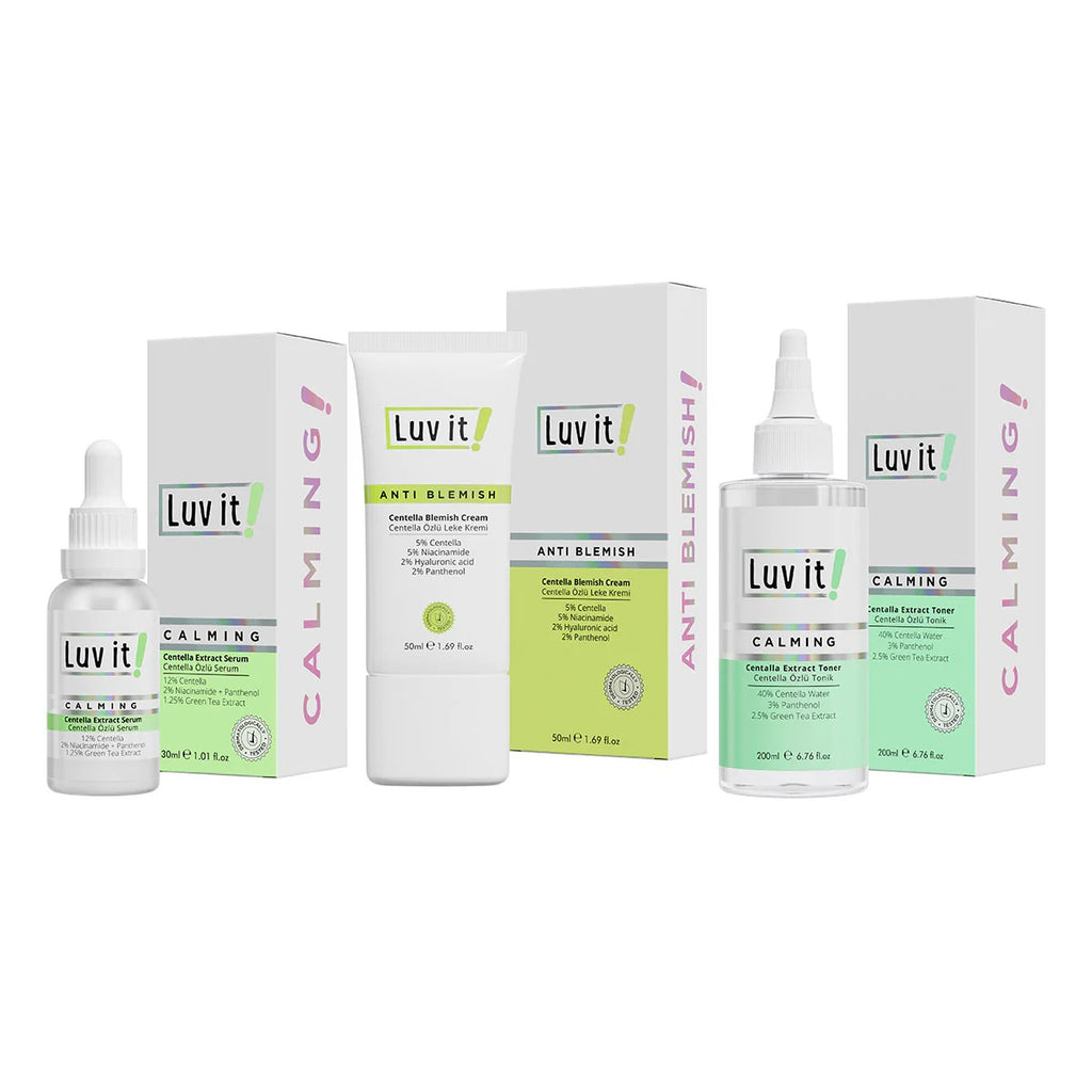 Luv it 3er Set Centella-Extrakt Pflegeset für empfindliche, unreine Haut