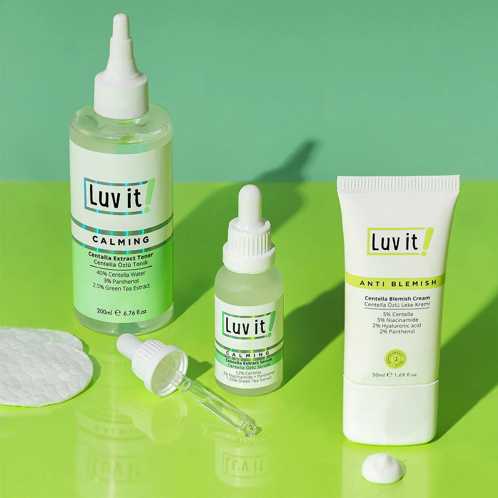 Luv it 3er Set Centella-Extrakt Pflegeset für empfindliche, unreine Haut