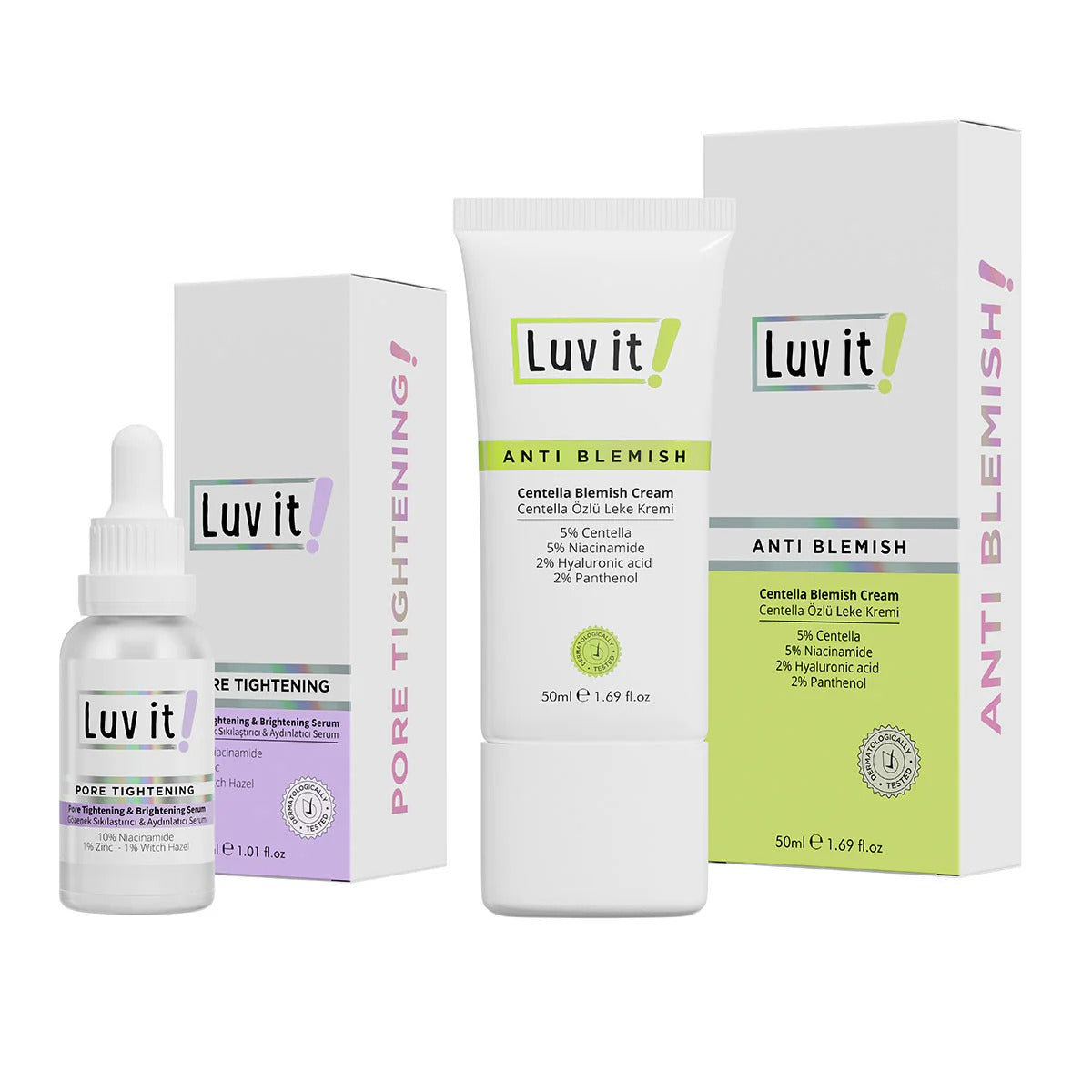 Luv it Centella Blemish Creme + Porenminimizer Serum Set