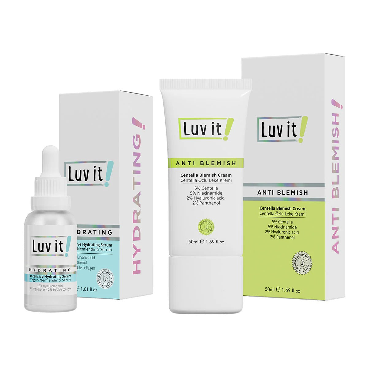 Luv it Feuchtigkeitsspendendes Serum + Centella Blemish Creme Set